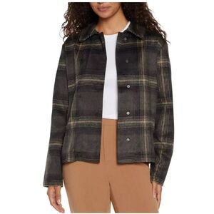 Banana Republic Plaid Utility Jacket in Black and Tan